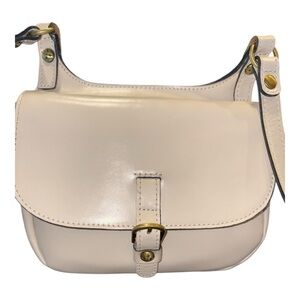 Patricia Nash Claretta Leather Crossbody Saddle Bag—in Latte. P15